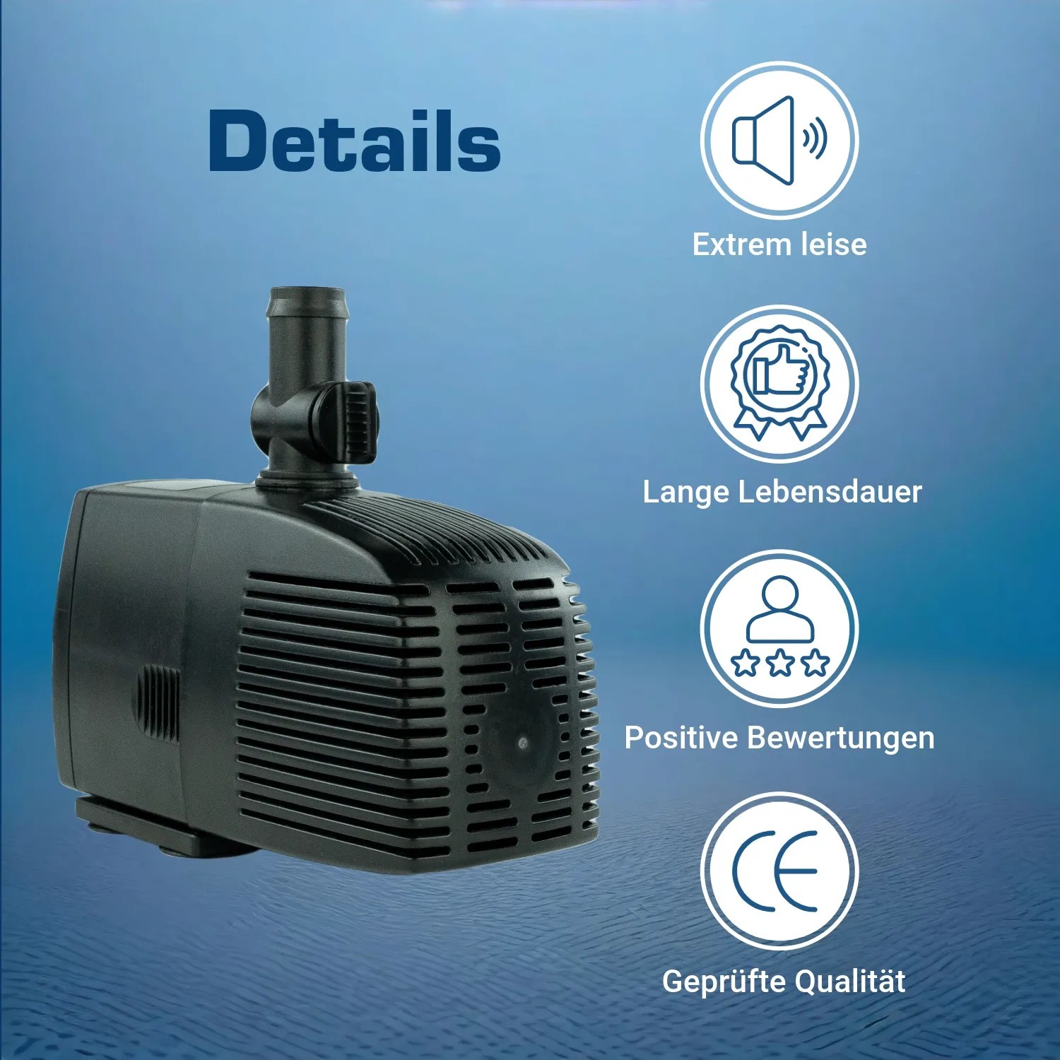 Kerry Electronics Teichpumpe: Leise Aquariumpumpe mit 1500 l/h & 25 W für Teiche & Springbrunnen.