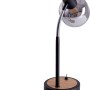 Näve Tischleuchte Fumoso, 39 cm, Design-Tischlampe mit grauem Glasschirm und Holzdetails.