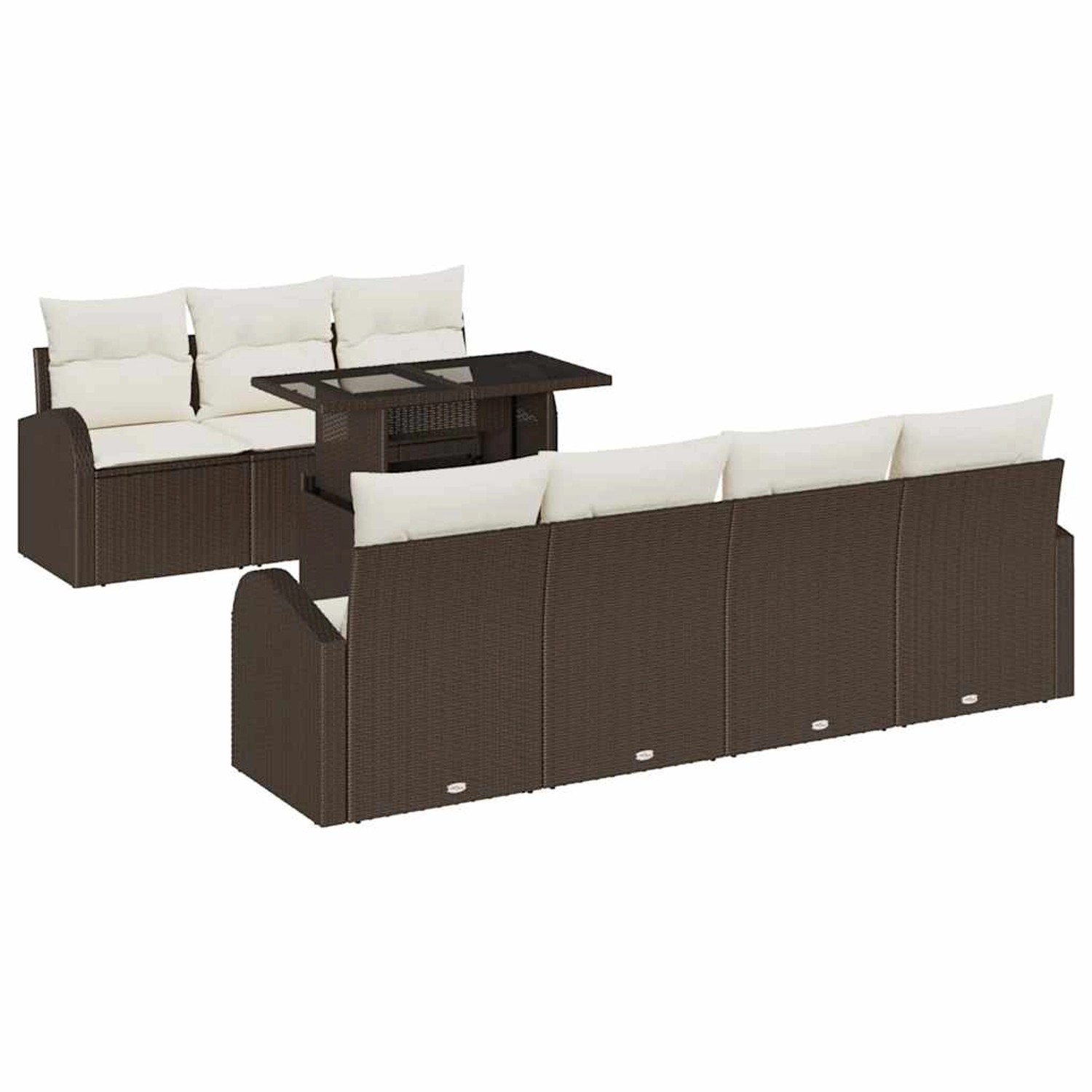 vidaXL Garten-Sofa-Set mit Kissen 8-Tlg Braun Poly Rattan 3348584 günstig online kaufen
