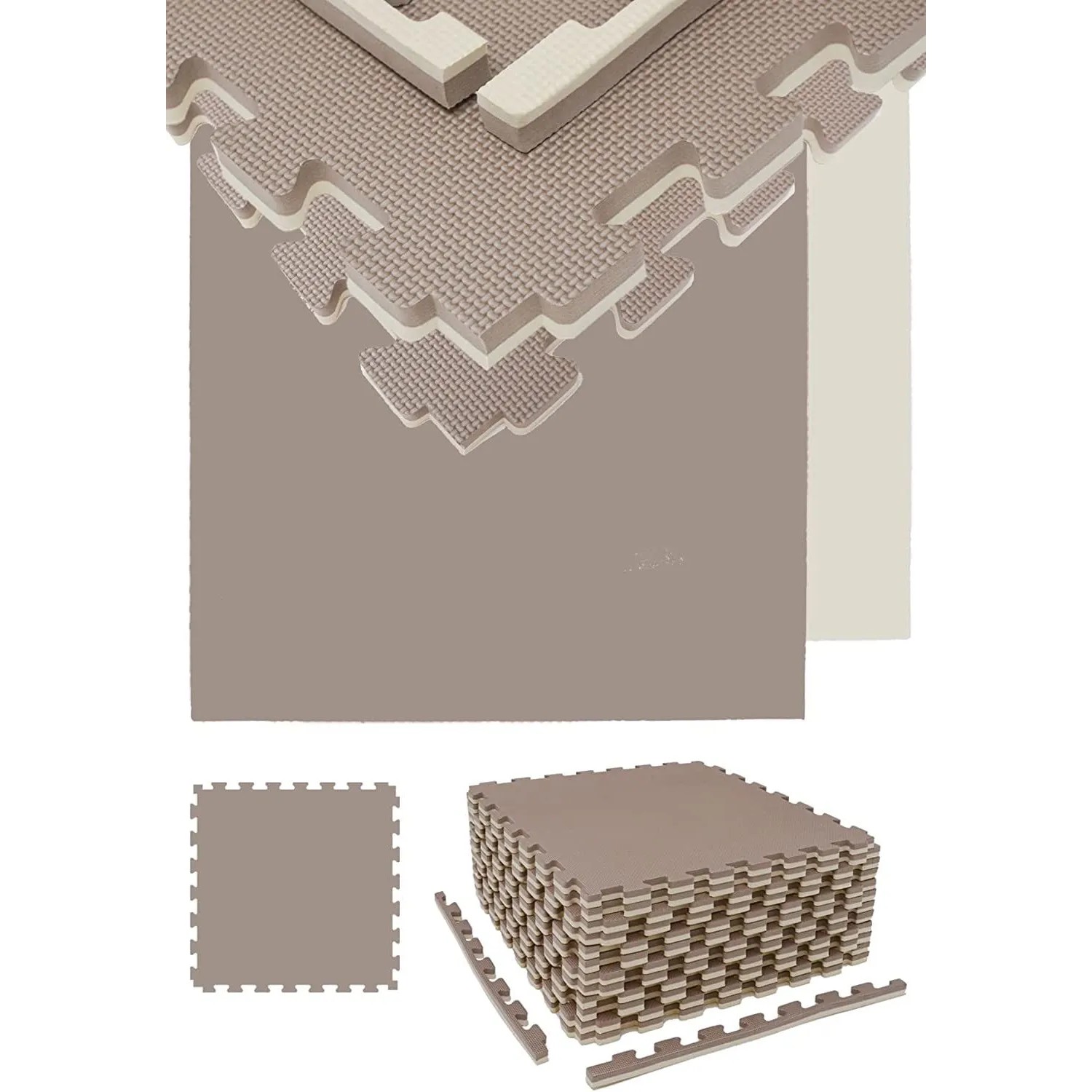 eyepower Kampfsportmatte 63 x 63 x 2 cm 12er Set Beige