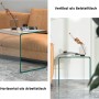 COSTWAY U-förmiger Beistelltisch aus Glas, horizontal und vertikal nutzbar.