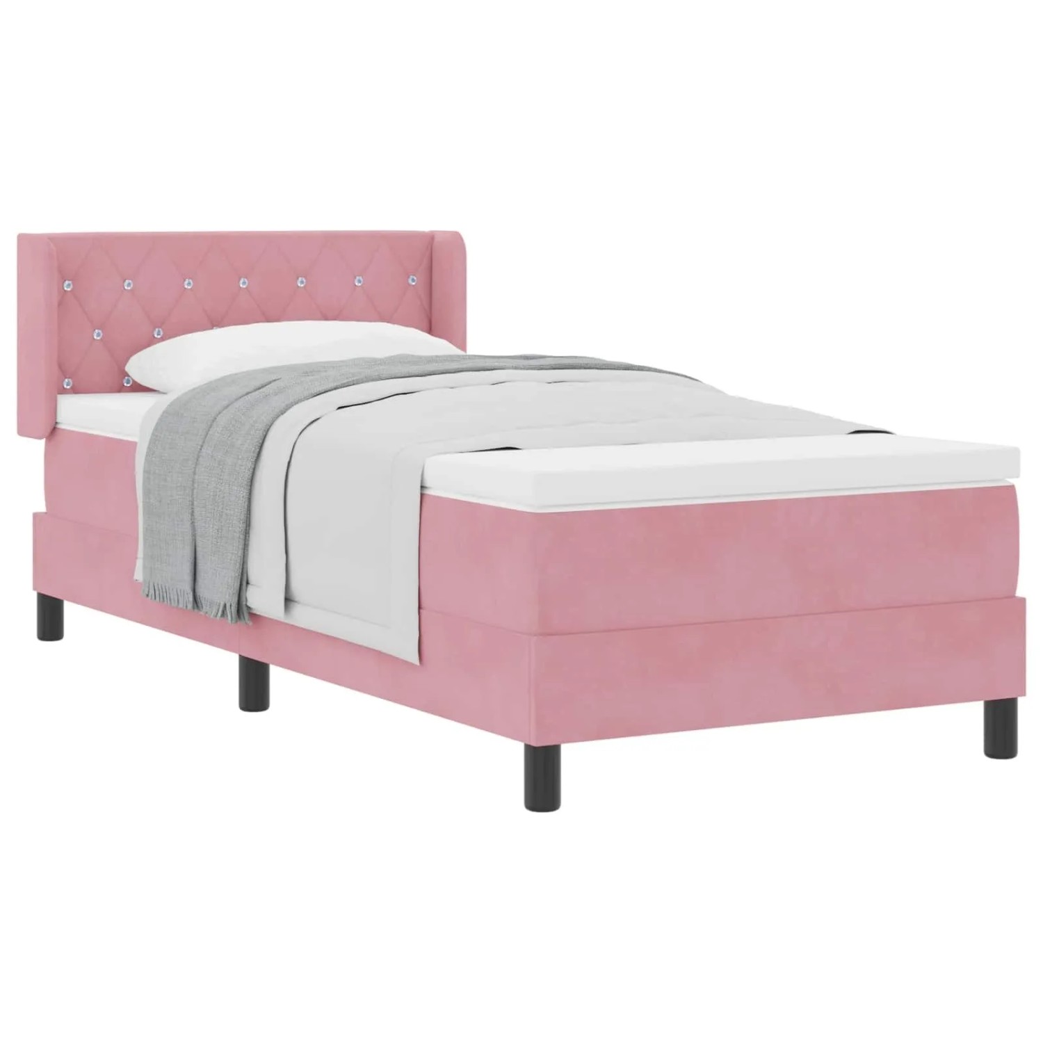 vidaXL Boxspringbett mit Matratze Rosa 190 x 90 cm Polyester 3341395