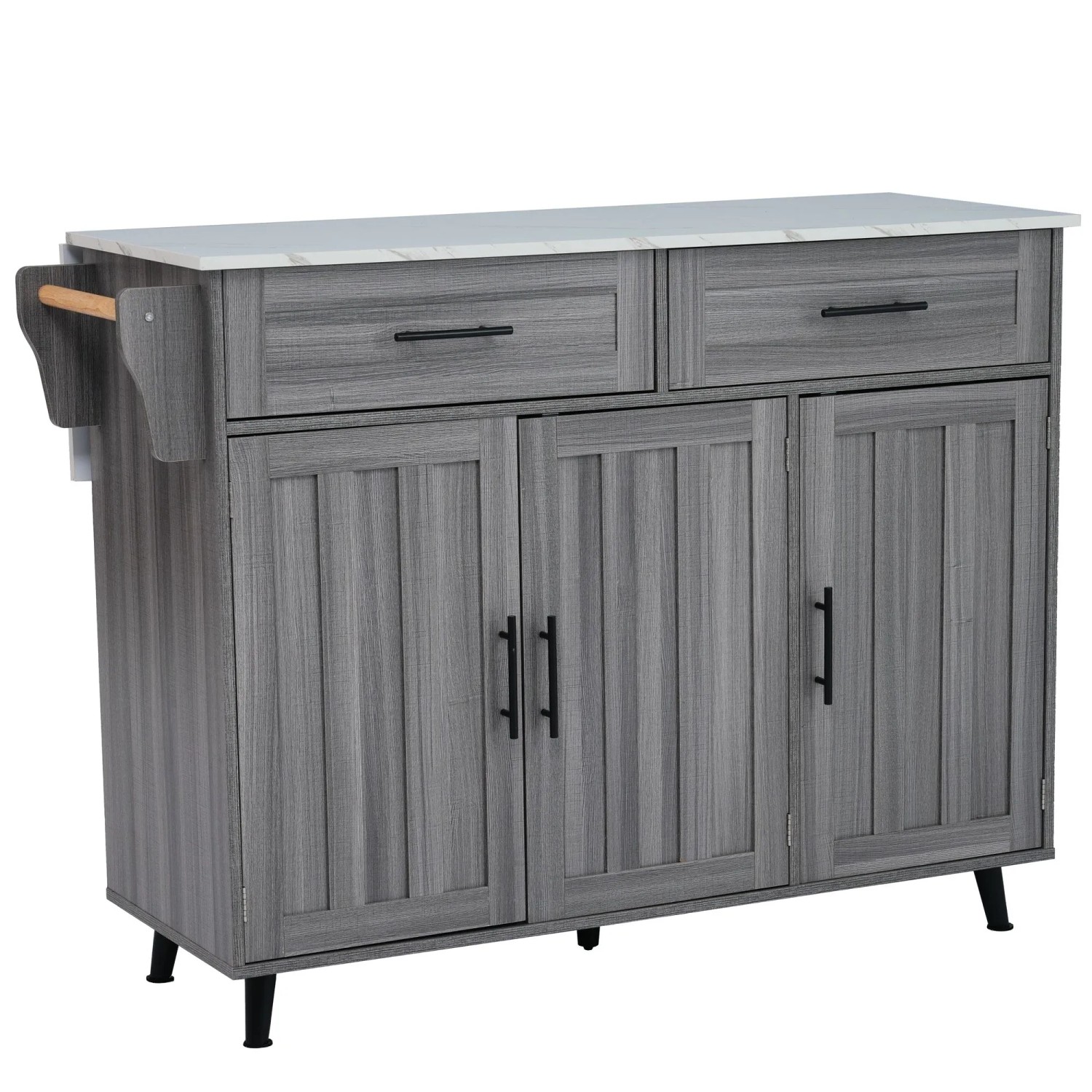 okwish Küchenwagen mit Klapptisch Schubladen Esszimmer 129x71x91cm Grau