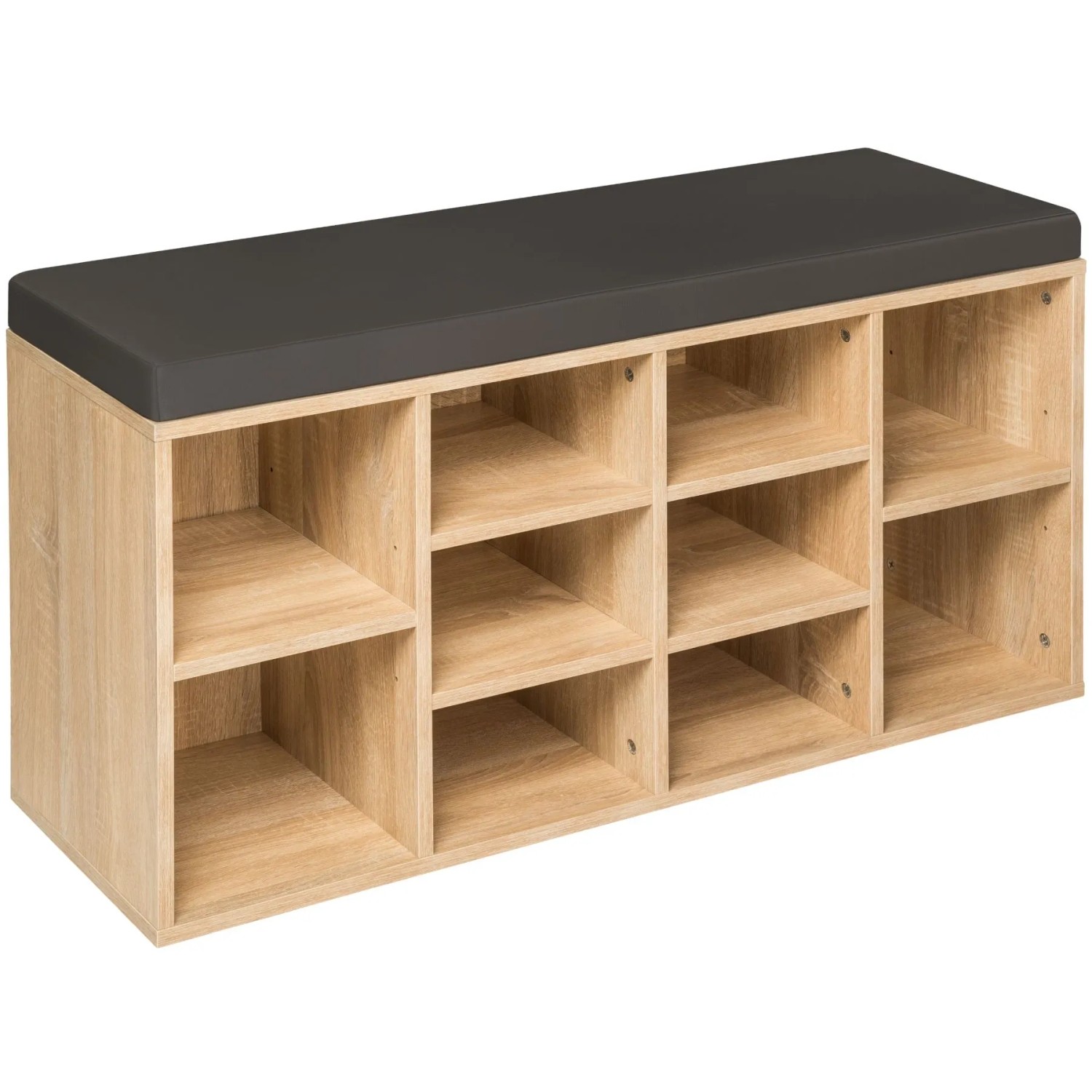 Tectake Schuhschrank Max Für 10 Paar Schuhe Mit Abnehmbarem Sitzpolster  103 50 x 30 x 48 cm Dunkelgrau Eiche Hell
