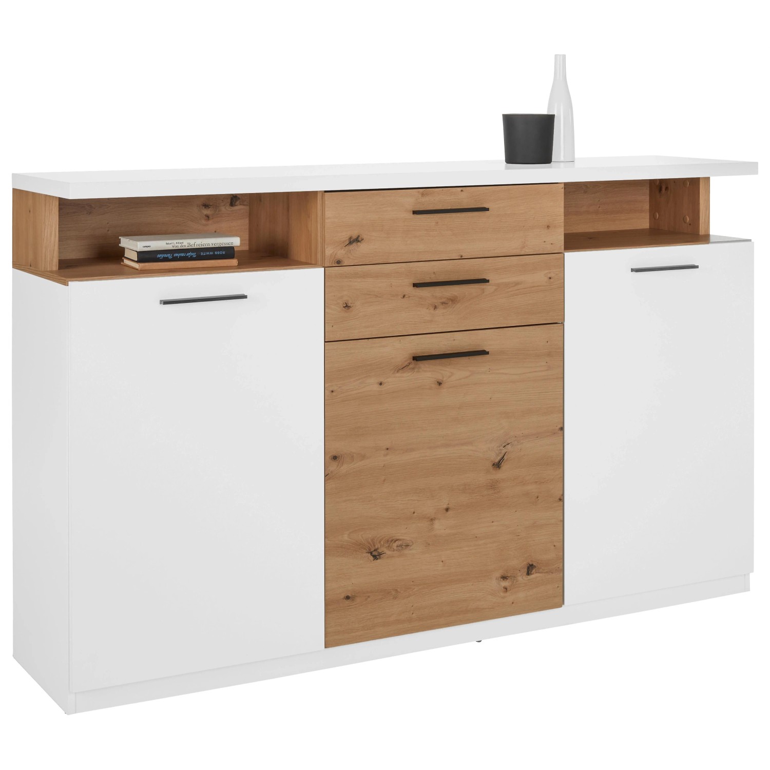 Mömax Sideboard Woy in Weiß/Eichefarben