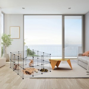 Relaxdays Freilaufgehege Gitter 24er Pack Metall Kunststoff Schwarz Steckbar 72 cm x 110 cm x 110 cm 5,4 kg