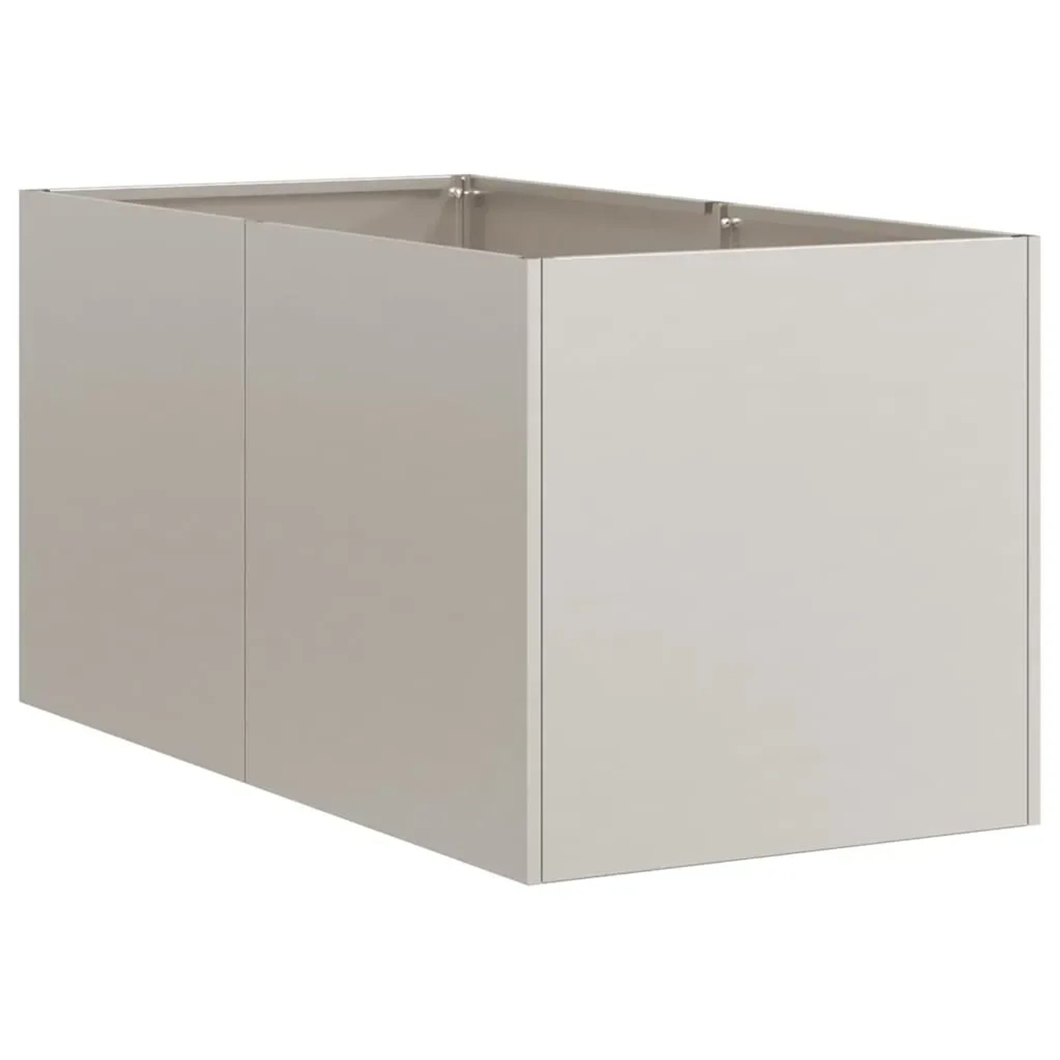 Rechteckiger Pflanzkübel aus wetterfestem Stahl, 40x80x40 cm, in Metallfarbe, wird rostig.