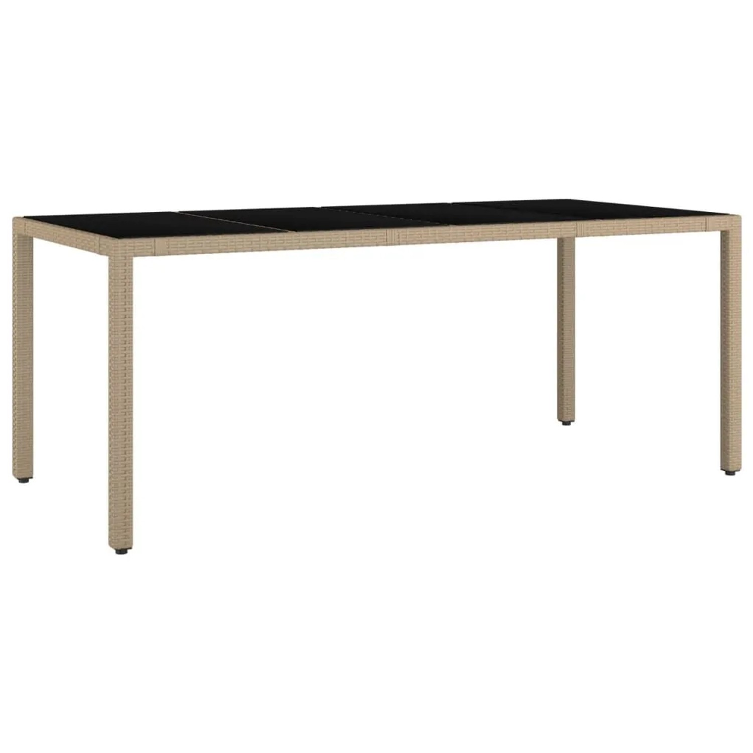 Furnicato Gartentisch Mit Glasplatte Beige 190x90x75cm