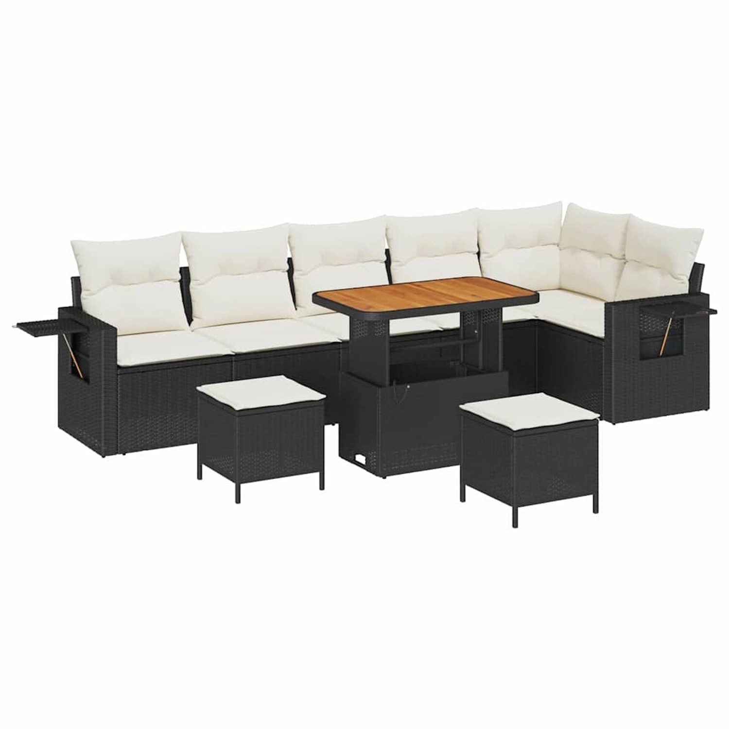vidaXL 9-Teiliges Garten Sofa Set mit Kissen Schwarz Poly Rattan Akazie 336 günstig online kaufen