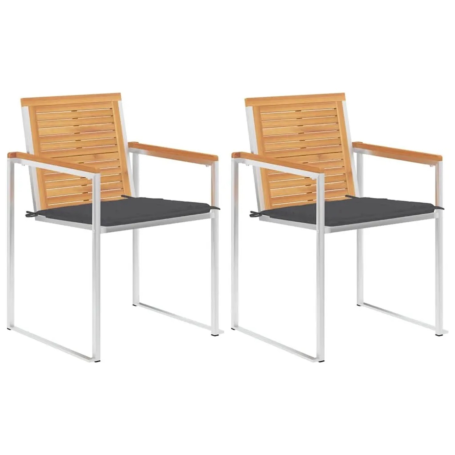 vidaXL Gartenstühle mit Kissen 2 Stk Massivholz Teak und Stahl 3061515 günstig online kaufen
