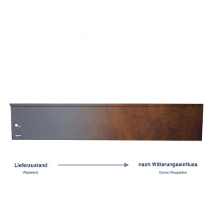 Green-Split Rasenkante Cortenstahl 113 cm Mahkante Abschlussstück