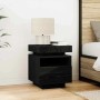 Schwarzer Nachttisch vidaXL mit Schublade und Regal aus Holzwerkstoff.