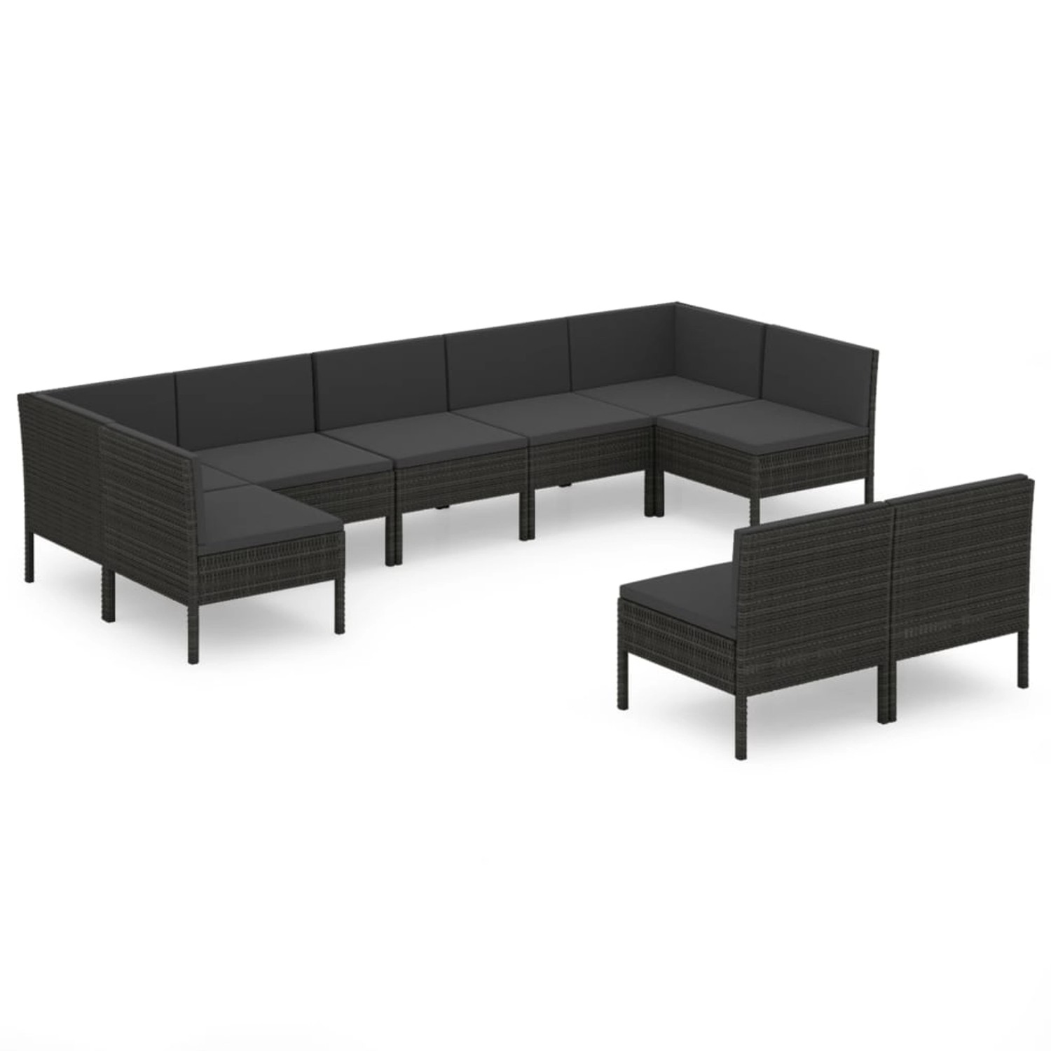 vidaXL 9-tlg Garten-Lounge-Set mit Auflagen Poly Rattan Schwarz Modell 27