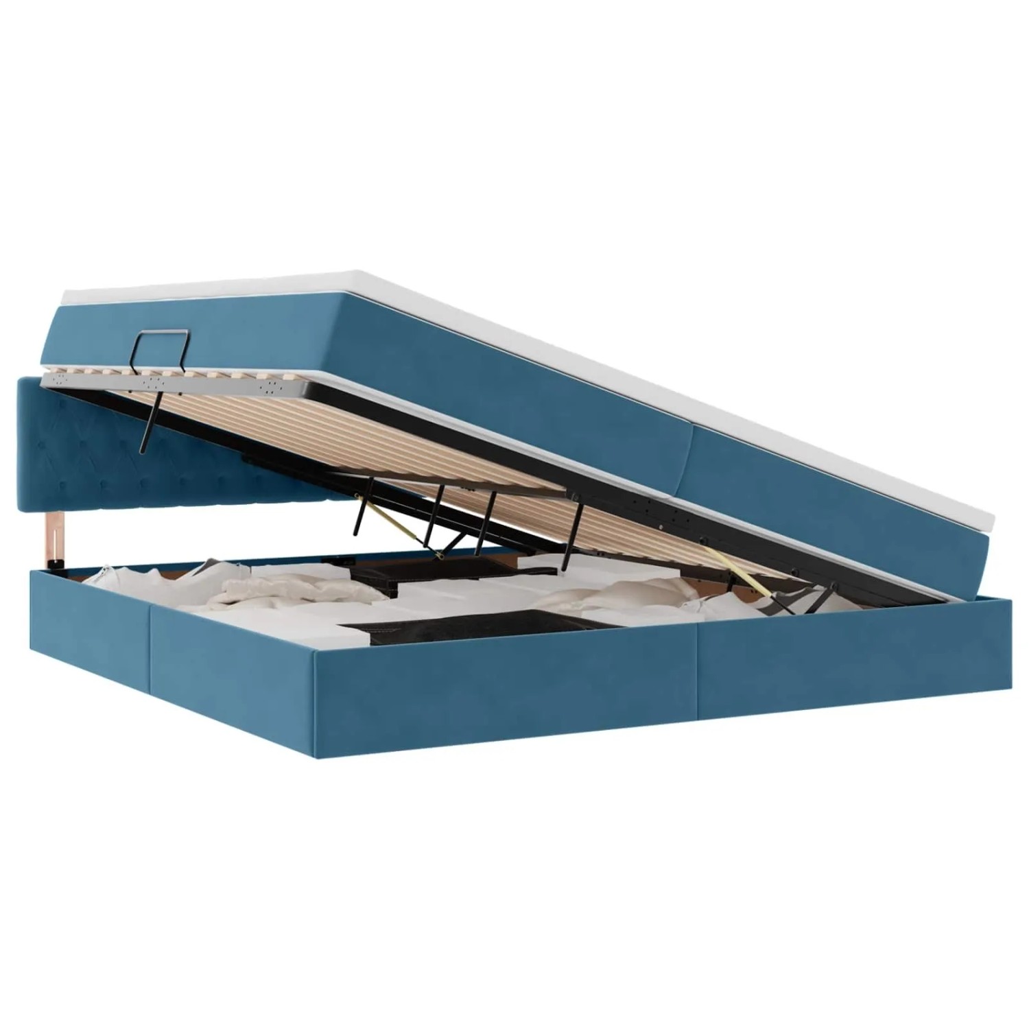 vidaXL Bett mit Stauraum und LED Dunkelblau 200 x 200 cm Samt 3371479