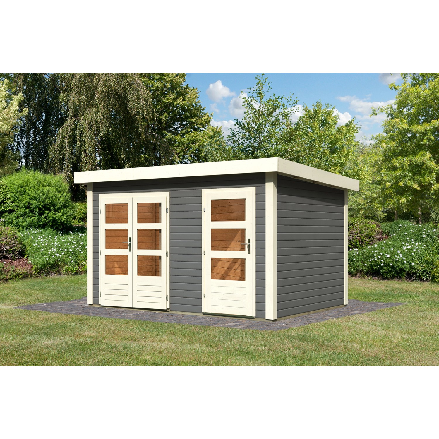 Karibu Gartenhaus Vännersborg 1 Terragrau 366 cm x 246 cm günstig online kaufen