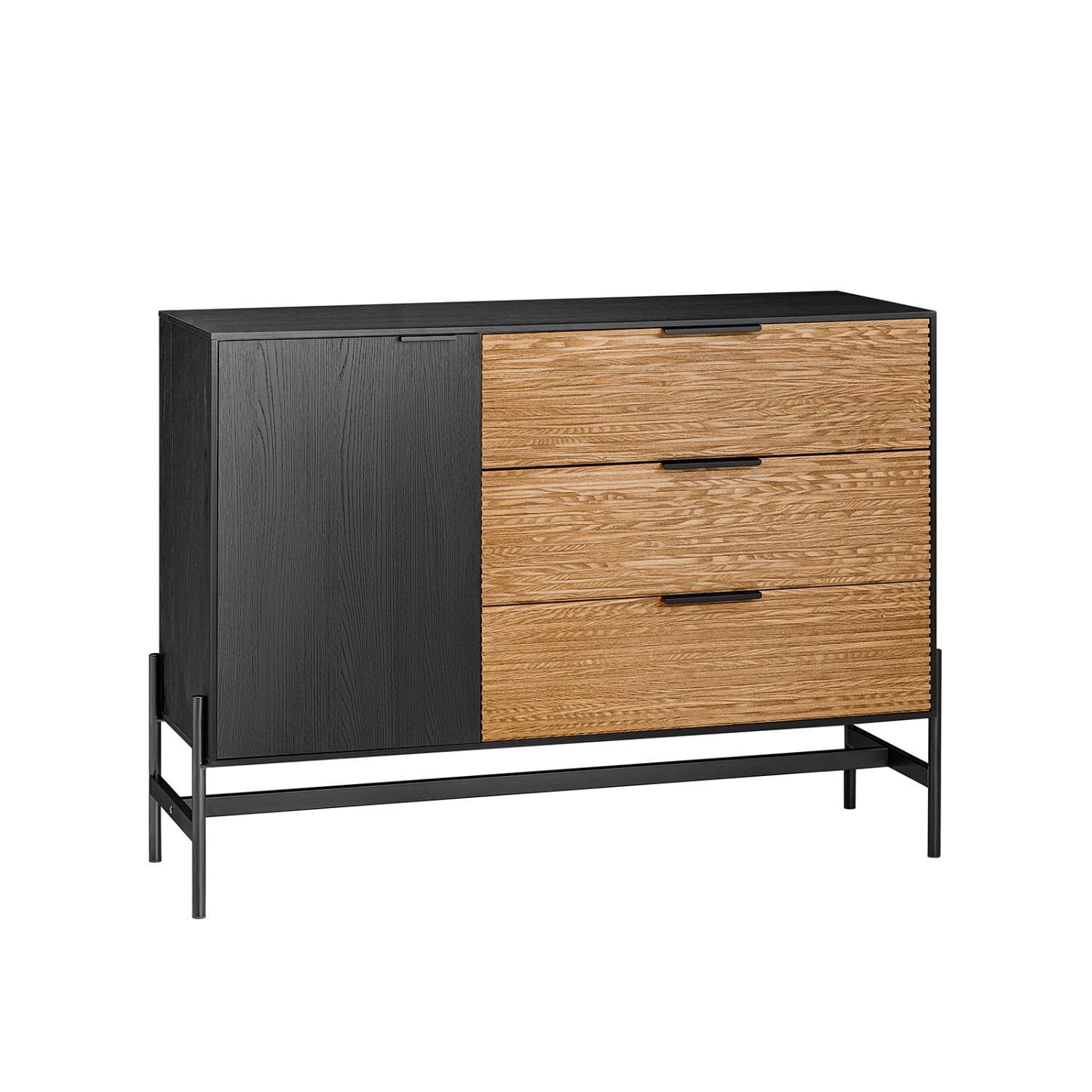 SoBuy Sideboard Küchenschrank Buffet mit 3 Schubladen Braun-Schwarz 114x83x günstig online kaufen