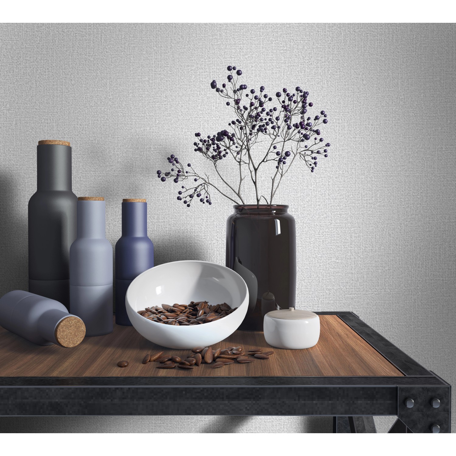 Marburg Vliestapete Loft Superior 4, Struktur in Greige. Dekorative Tapete mit feiner Oberflächenstruktur.