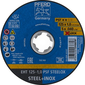 Pferd Trennscheibe PSF EHT Steelox, 125 mm, für Winkelschleifer mit X-Lock Aufnahme.