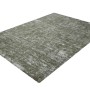 Olivgrüner Kurzflor Teppich (160x230 cm) im Vintage-Design mit Used-Look.