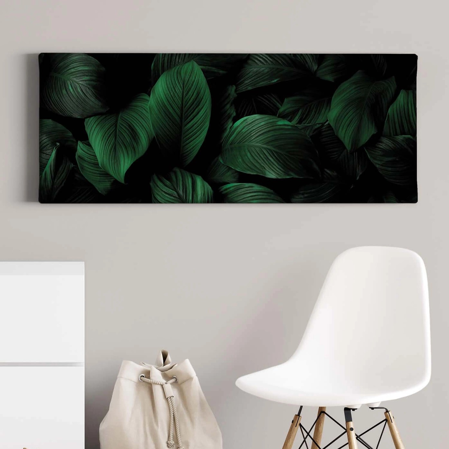 Bricoflor Bild Mit Grünen Blättern Auf Leinwand Dschungel Wandbild Mit Palmenblättern In Dunkelgrün Exostisches Leinwand