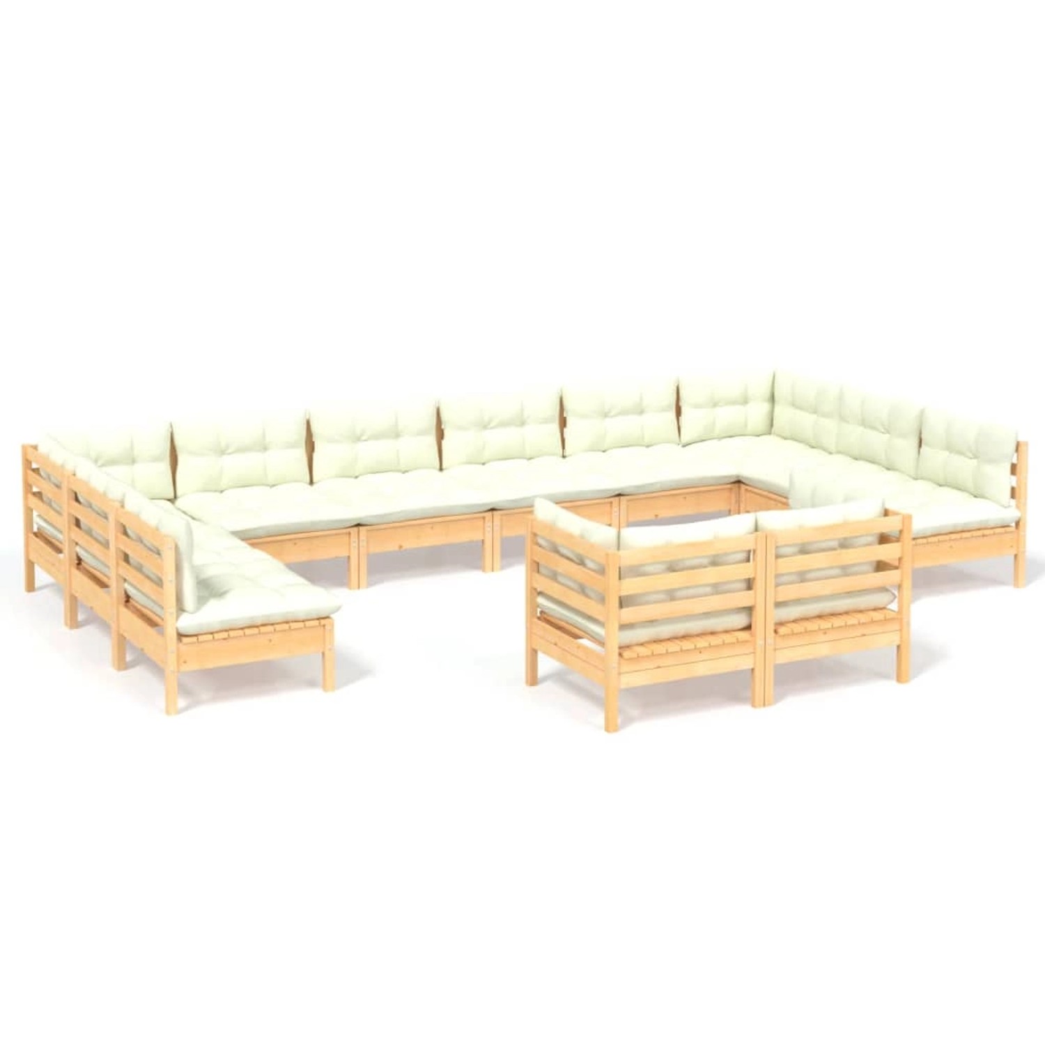 vidaXL 12-tlg Garten-Lounge-Set mit Creme Kissen Massivholz Kiefer Modell 10