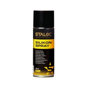 Staloc Silikonspray 400 ml in schwarzer Sprühdose mit gelbem Etikett. Schmiermittel, Gleitmittel & Trennmittel.