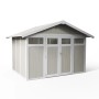 Grosfillex Gerätehaus Utility7,5 in Graugrün: Kunststoff-Gartenhaus mit Doppeltür und Satteldach.