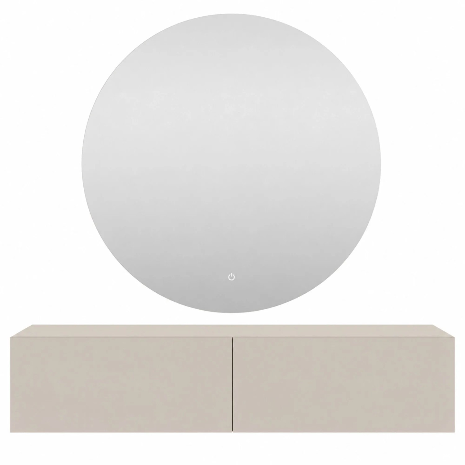 Planetmöbel NOVA Garderoben Set 140 cm Kaschmir Hängend mit LED Spiegel 100 cm Dimmbar Grifflos