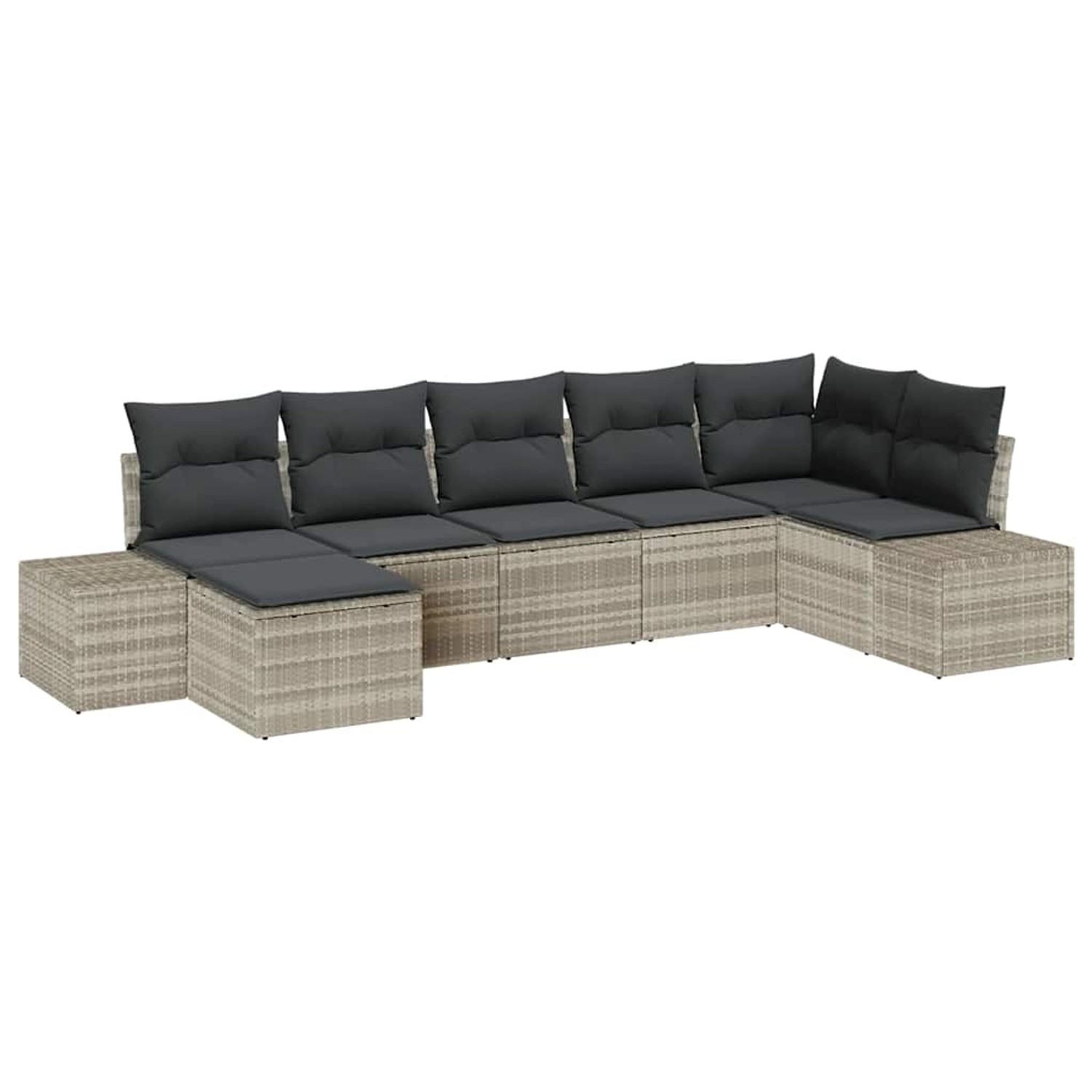 vidaXL 7-Tlg Garten-Sofagarnitur mit Kissen Hellgrau Poly Rattan 3347152 günstig online kaufen