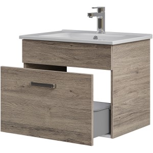 Pelipal Waschtisch Quickset 313, 65 cm, Sanremo Eiche Terra, mit offener Schublade und Softclose.