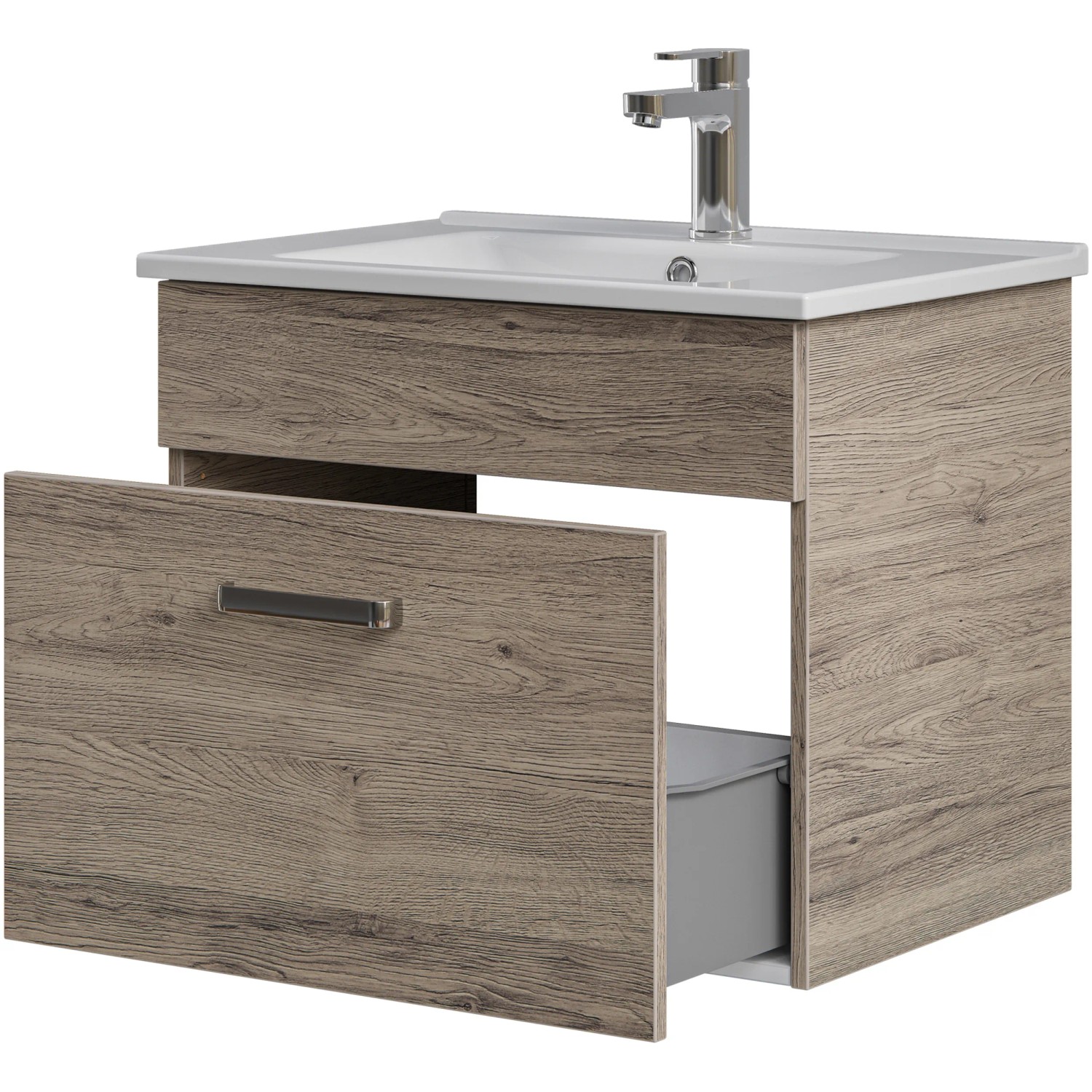 Pelipal Waschtisch Quickset 313, 65 cm, Sanremo Eiche Terra, mit offener Schublade und Softclose.