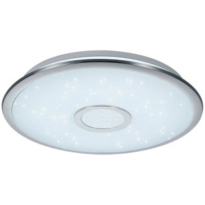 LED-Deckenleuchte Osaka mit Sternenhimmel-Effekt, chromfarben, dimmbar und mit Fernbedienung.