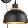 Schwarze Reality Wandleuchte Punch mit Schalter, Metall matt, goldfarbenes Detail.
