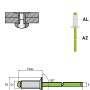 Technische Zeichnung einer GOEBEL Senkkopf Blindniete 4,0 x 8,0 mm aus Aluminium und Edelstahl A2.