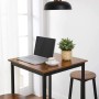 Quadratischer Vasagle Bartisch in Braun-Schwarz mit Laptop, Tasse und Pflanze dekoriert.