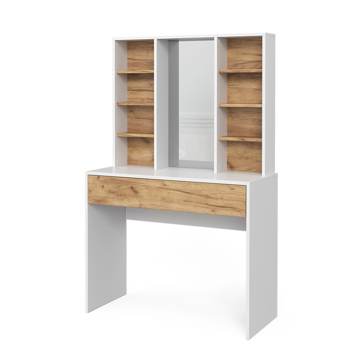 Vicco Schminktisch Alexa Goldkraft Eiche/Weiß/Weiß 93 cm mit Spiegel