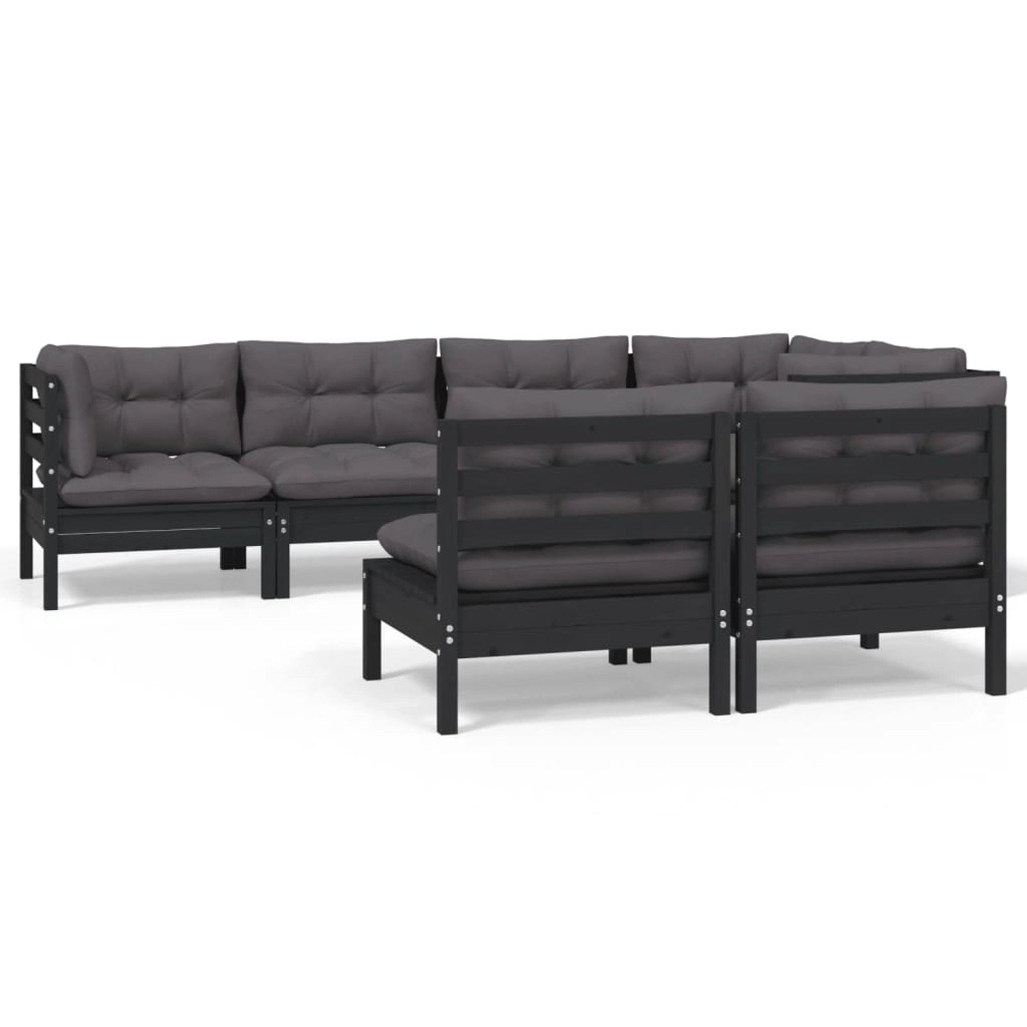 vidaXL 7-tlg Garten-Lounge-Set mit Kissen Schwarz Kiefer Massivholz Modell günstig online kaufen