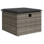 Grauer vidaXL Gartenhocker mit Kissen, Teil der Sofagarnitur, aus Polyrattan mit Stauraum.