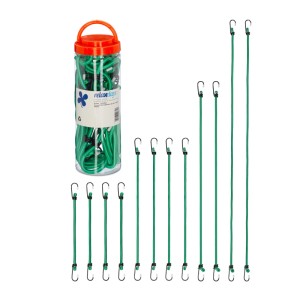 Relaxdays Spanngummi Gummi Grün 12er Set mit Haken 100 cm 65 cm 50 cm 33 cm 0,6 kg