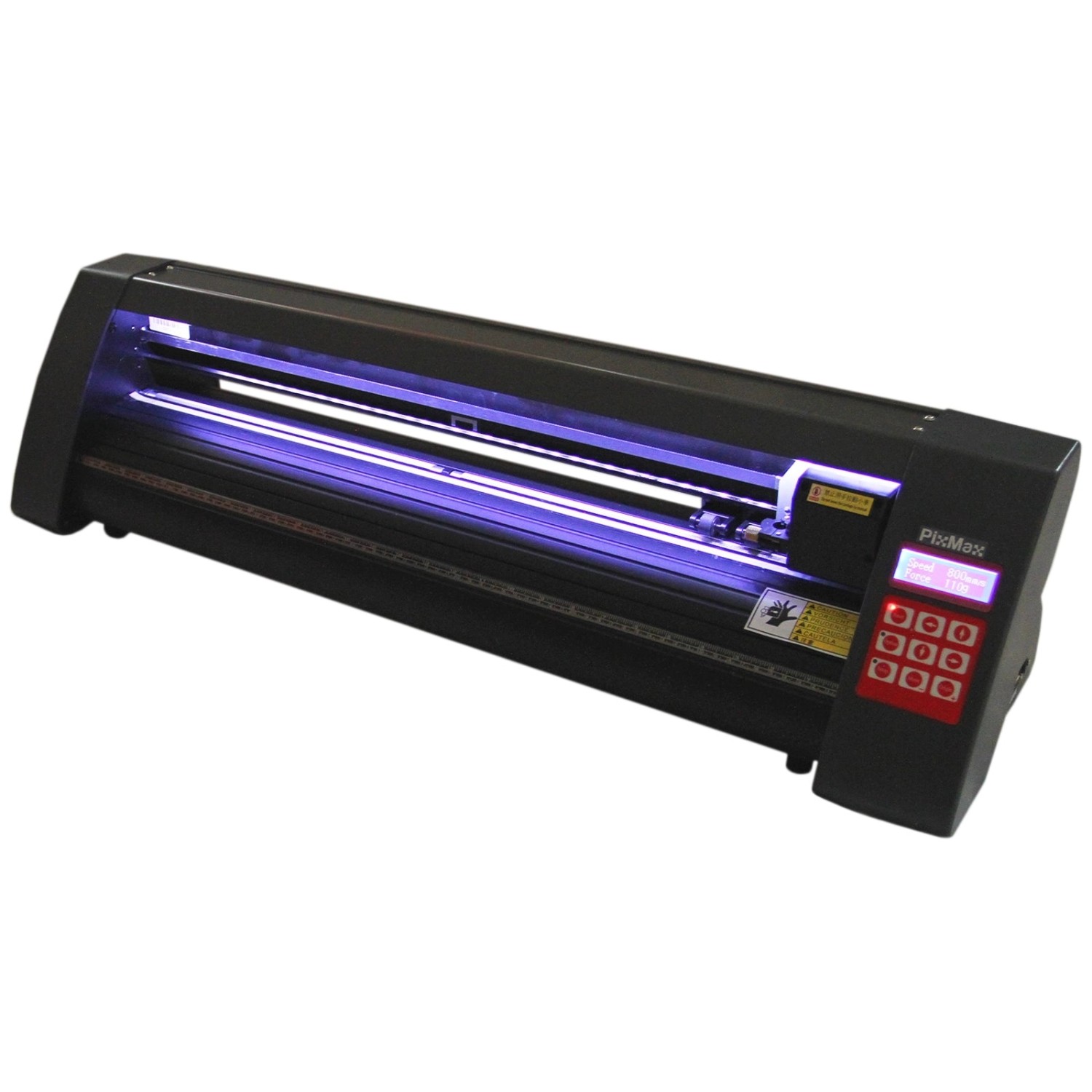 Monstershop 720mm LED Schneideplotter mit Signcut Pro und Zubehör für kreatives Gestalten.