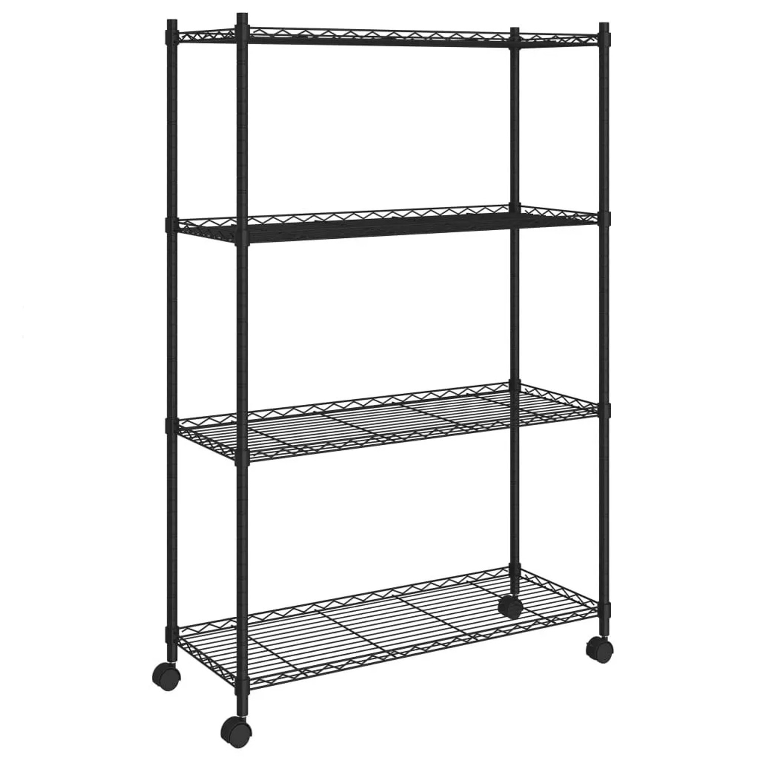 vidaXL Lagerregal mit 4 Böden und Rollen 90x35x142 cm Schwarz 200 kg 324628