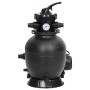 Schwarze vidaXL Pool Sandfilteranlage mit Vorfilter für Aufstellpools.