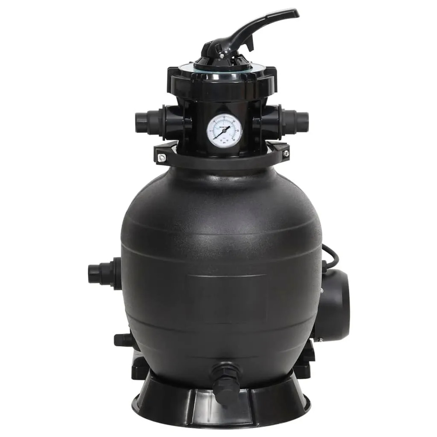 Schwarze vidaXL Pool Sandfilteranlage mit Vorfilter für Aufstellpools.