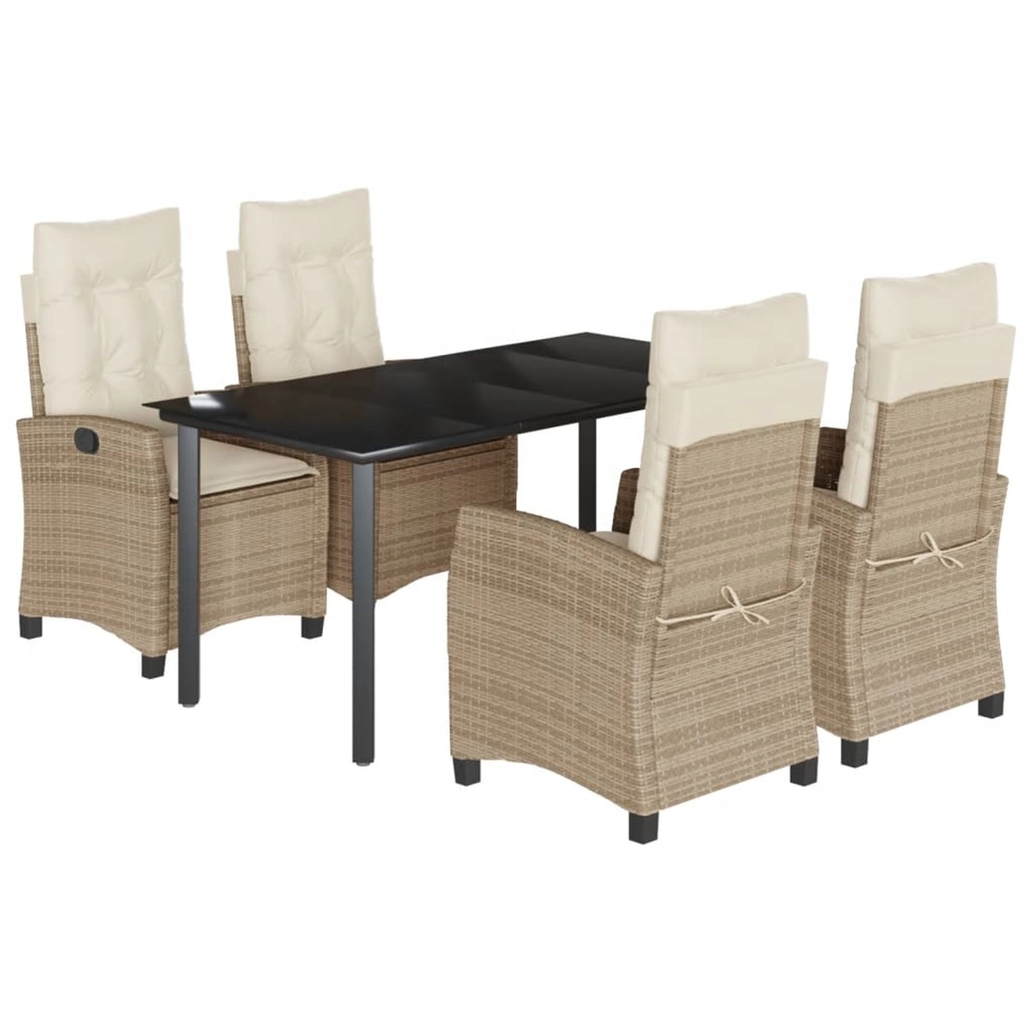 vidaXL 5-Tlg Garten-Essgruppe mit Kissen Beige Poly Rattan 3212816 günstig online kaufen