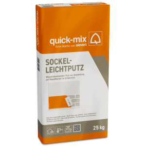 quick-mix Sockelleichtputz, 25kg Sack, wasserabweisend für Sockel und Kellerwände.