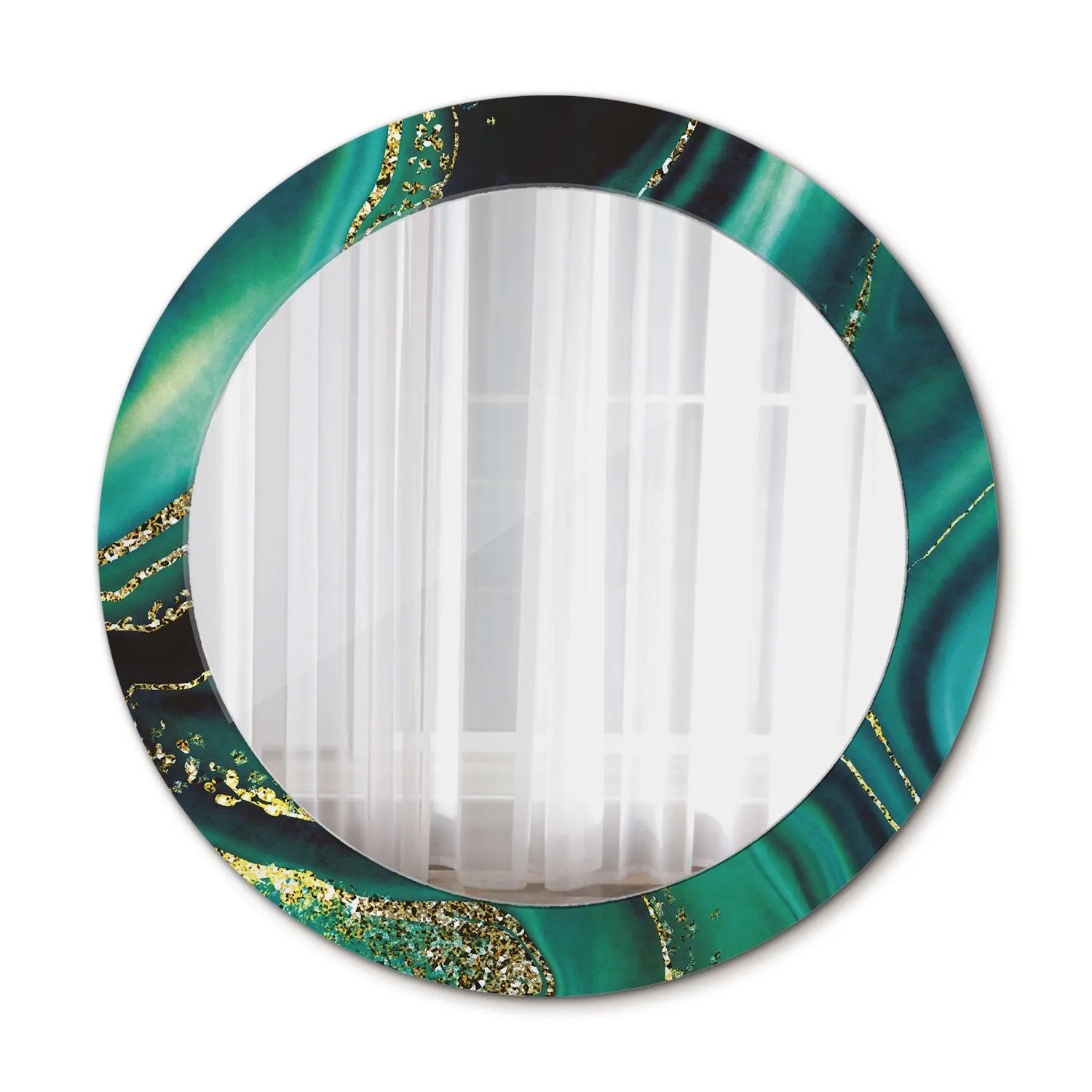 Tulup Spiegel mit Aufdruck Smaragdfarbener Marmor 70x70 cm Runder Spiegel m günstig online kaufen