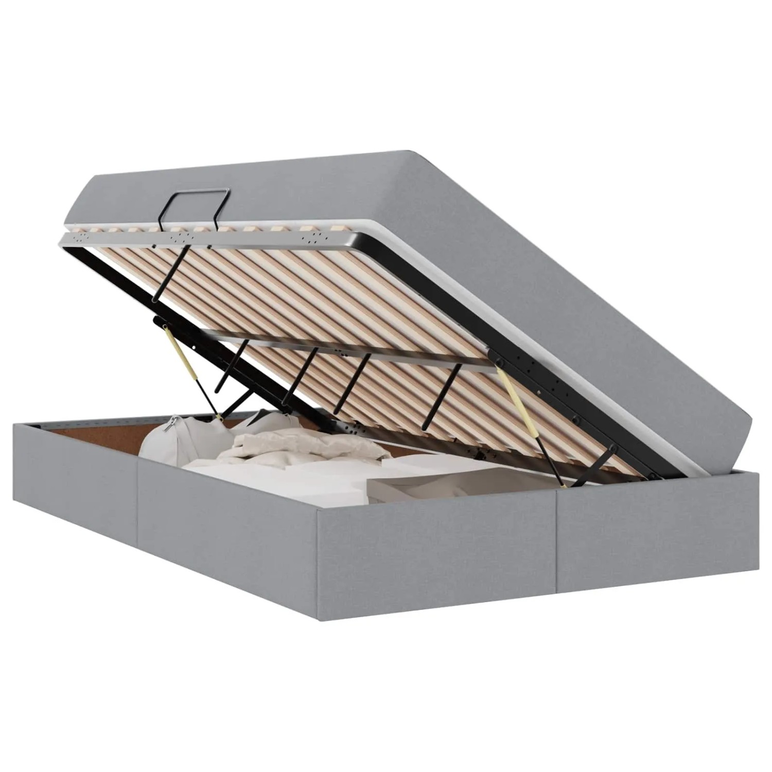 vidaXL Stauraumbett mit Matratze Hellgrau 120 x 190 cm Polyester 3399646