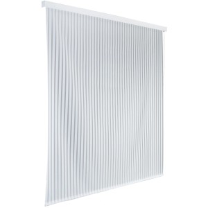 Wenko Duschrollo 128x240 cm, weiß mit Streifenmuster, zur Montage über Dusche oder Badewanne.