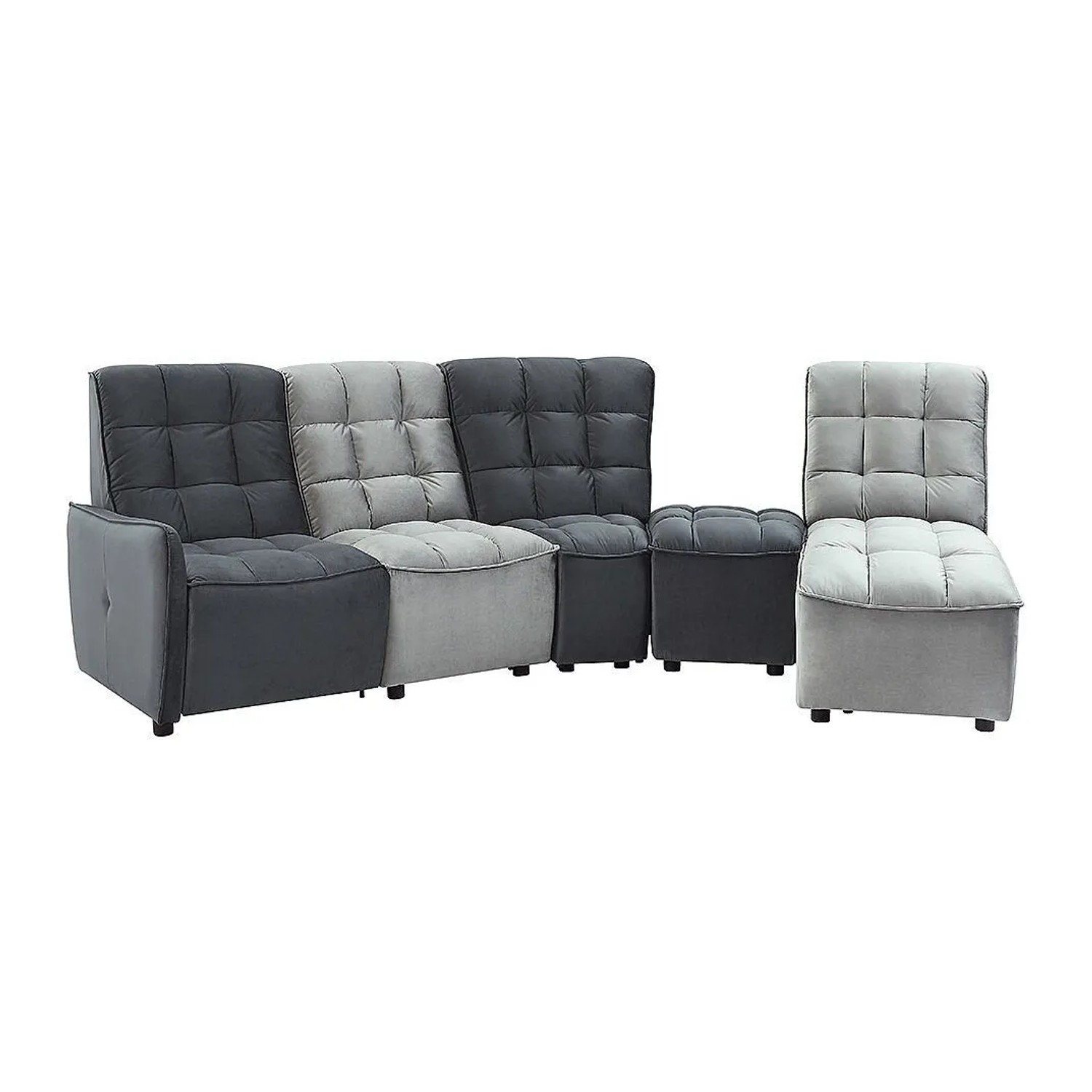 Vente-unique Relaxsofa Alford Hellgrau  Anthrazitgrau 323 cm