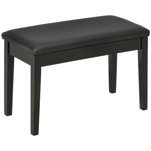 Schwarze Klavierbank mit Stauraum und Lederkissen von HOMCOM, ideal für komfortables Klavierspielen.